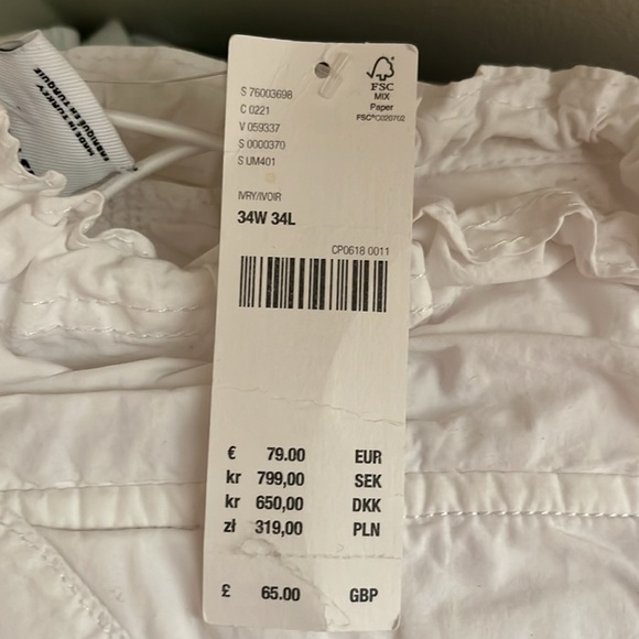 NWT iets frans URBAN OUTFITTERS white poplin cargos 34x34 - Picture 5 of 5